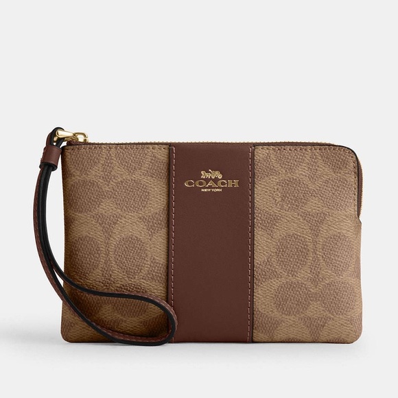 Coach Monogram Corner Zip Wristlet - Picture 1 of 8